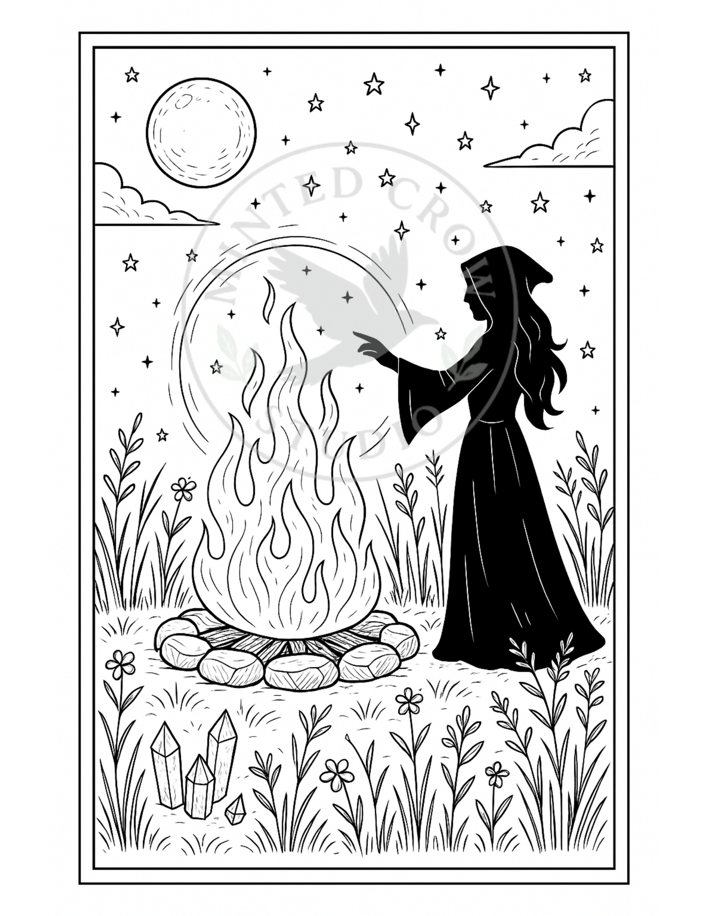 Fire at Full Bloom - Printable Coloring Page