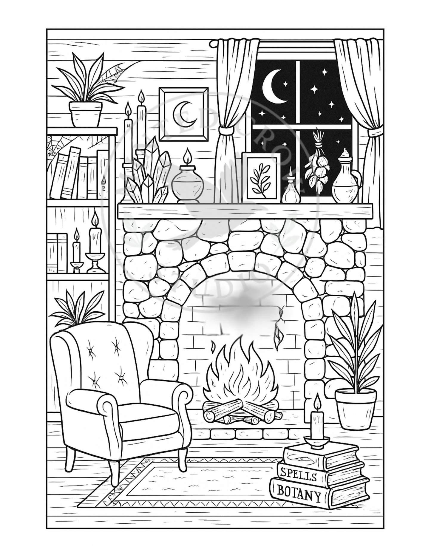 Hearth & Flame - Printable Coloring Page