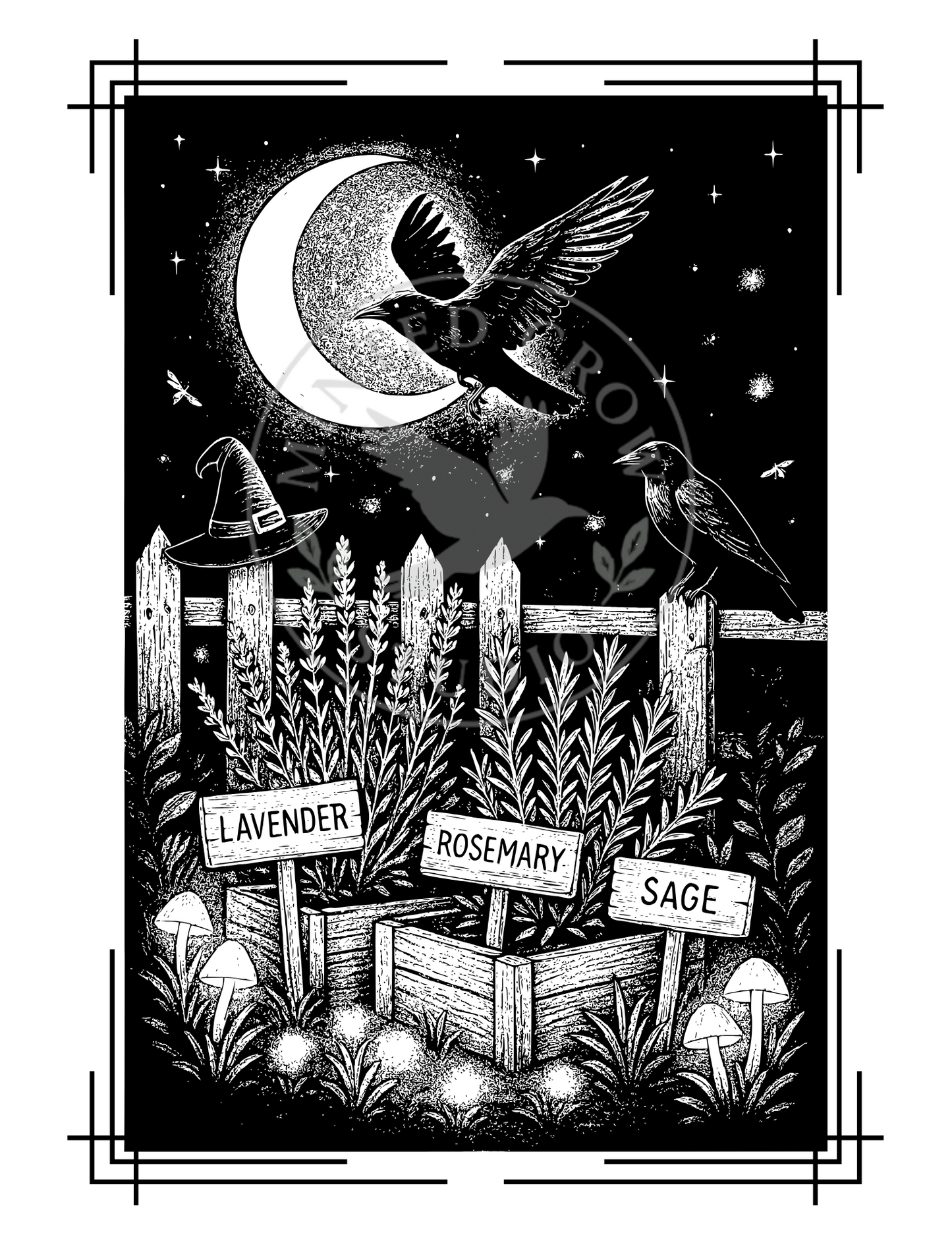 Midnight Garden - Printable Coloring Page