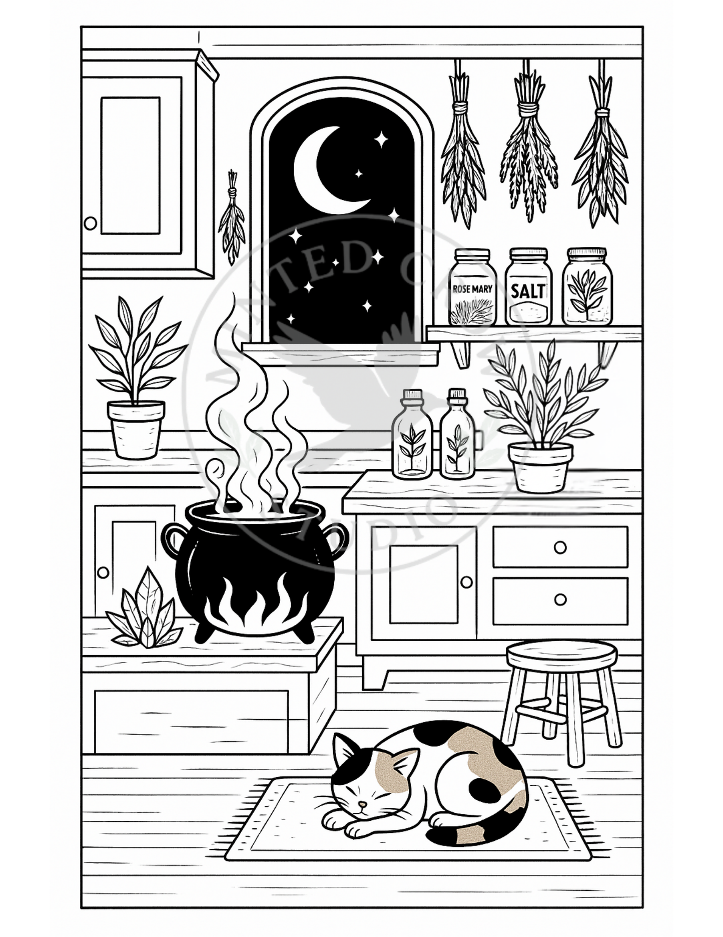 Midnight Simmer - Printable Coloring Page