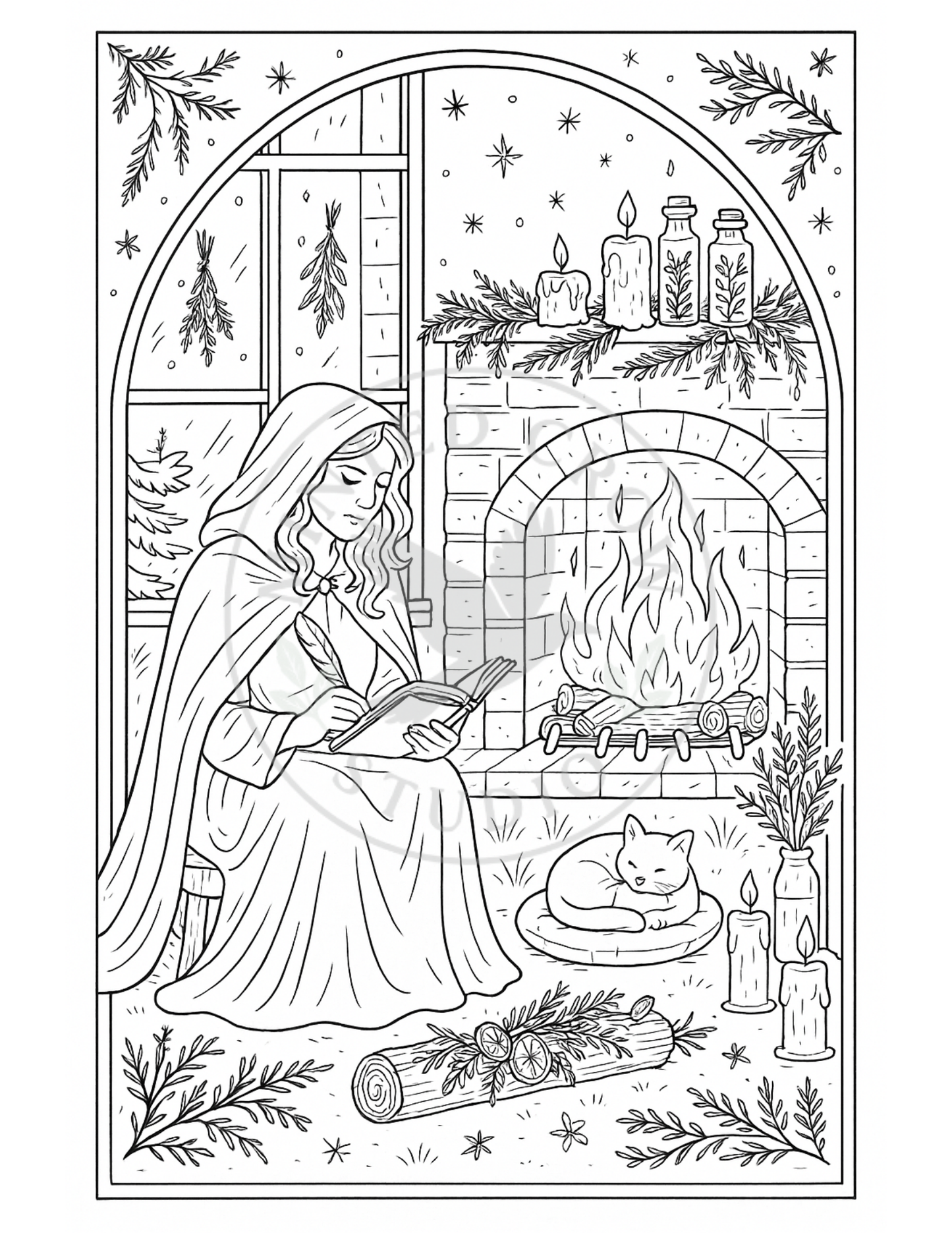 Yule Intentions - Printable Coloring Page