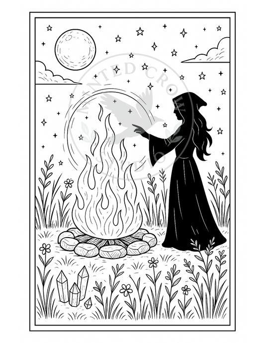Fire at Full Bloom - Printable Coloring Page