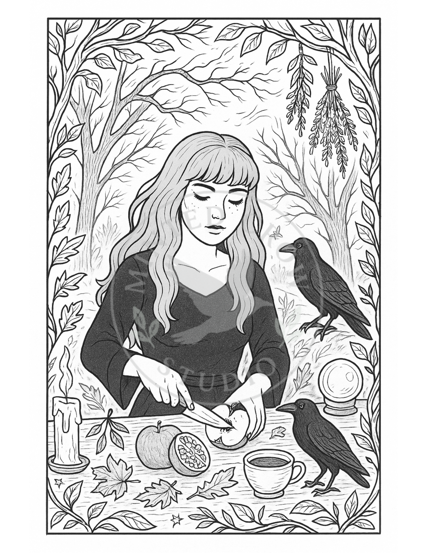 Forest Offerings - Printable Coloring Page