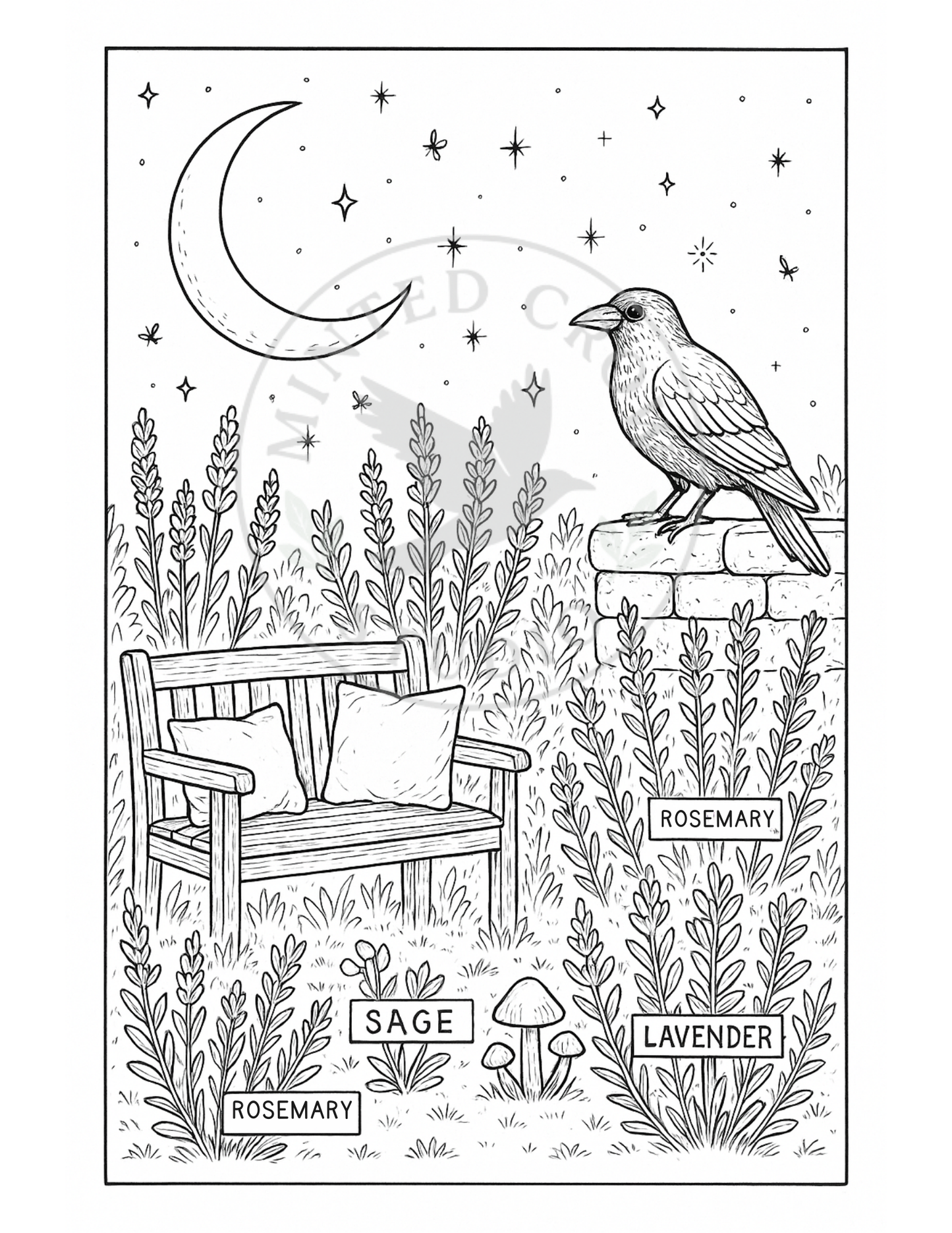 Moonlit Rest - Printable Coloring Page