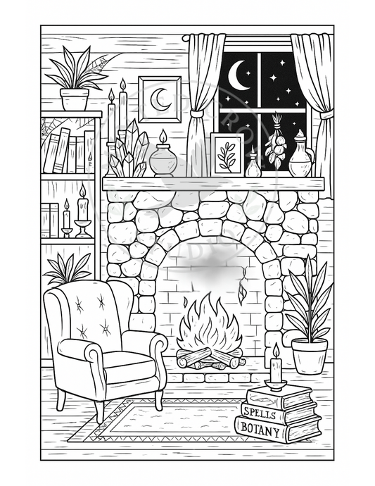 Hearth & Flame - Printable Coloring Page