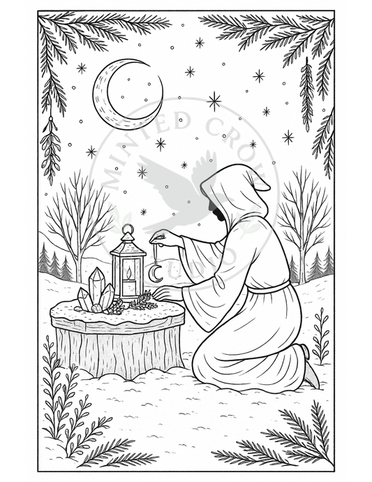 Moonlit Offering - Printable Coloring Page
