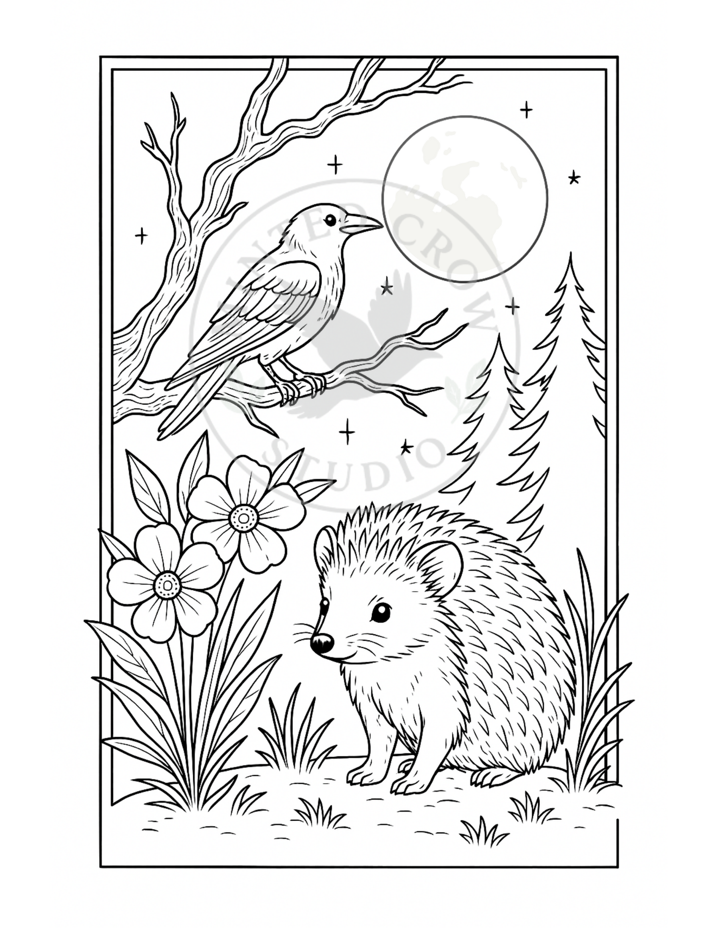 Moonlight Encounter - Printable Coloring Page