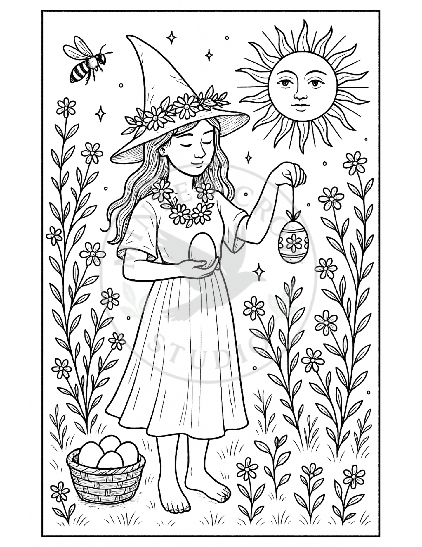 Eggs & Light - Printable Coloring Page