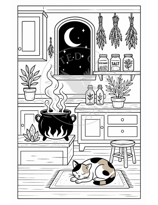 Midnight Simmer - Printable Coloring Page