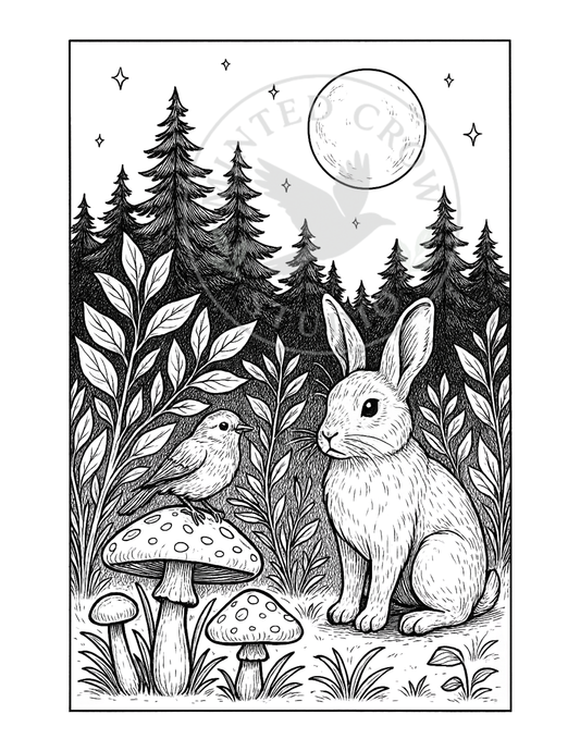 Moonlit Grove - Printable Coloring Page