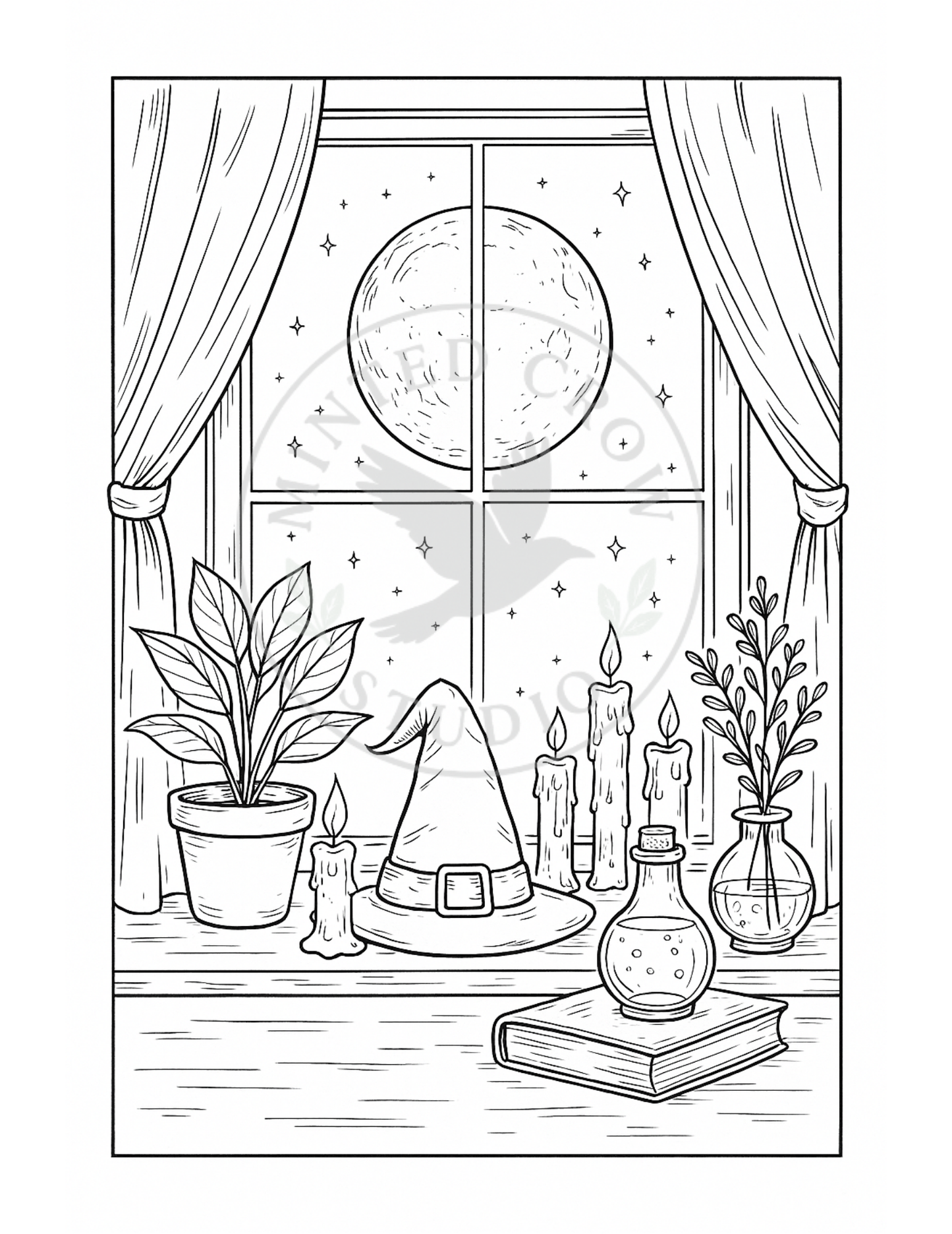 Full Moon Focus - Printable Coloring Page