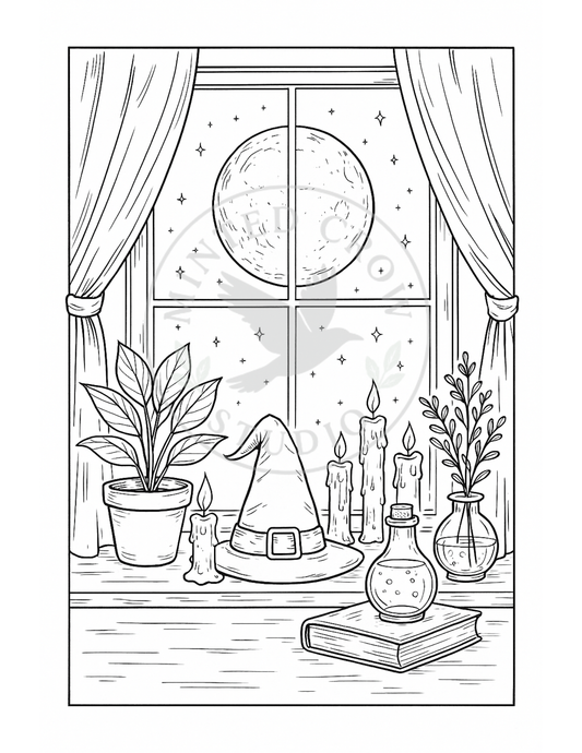 Full Moon Focus - Printable Coloring Page