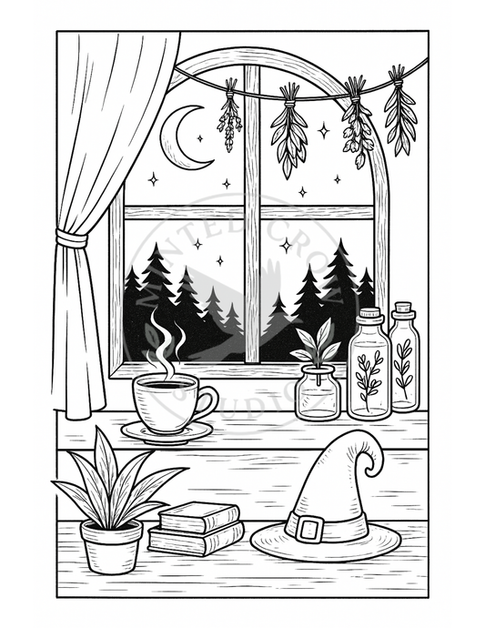 Midnight Brew - Printable Coloring Page