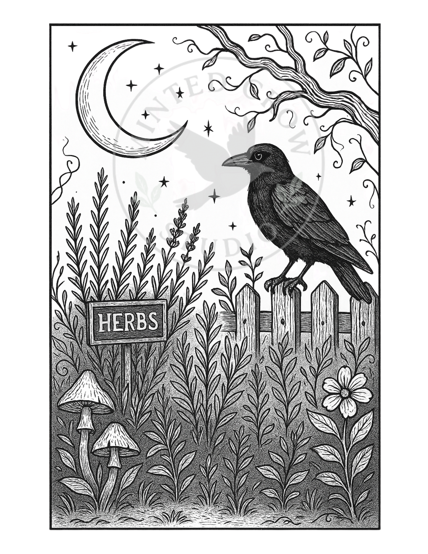 Among the Herbs - Printable Coloring Page