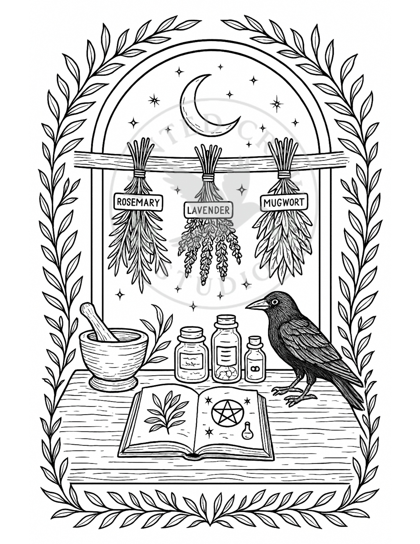 Apothecary Still Life - Printable Coloring Page