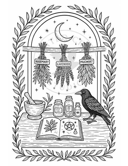 Apothecary Still Life - Printable Coloring Page
