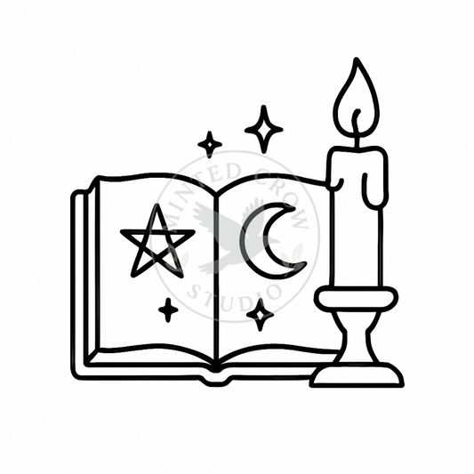 Candlelit Grimoire Mini - Printable Coloring Page