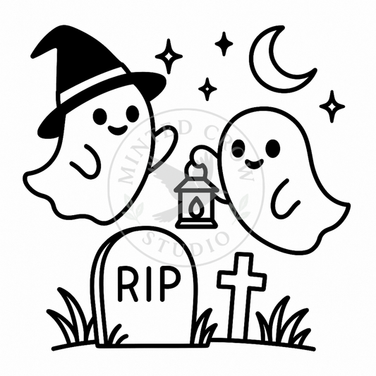 Graveyard Spirits Mini - Printable Coloring Page