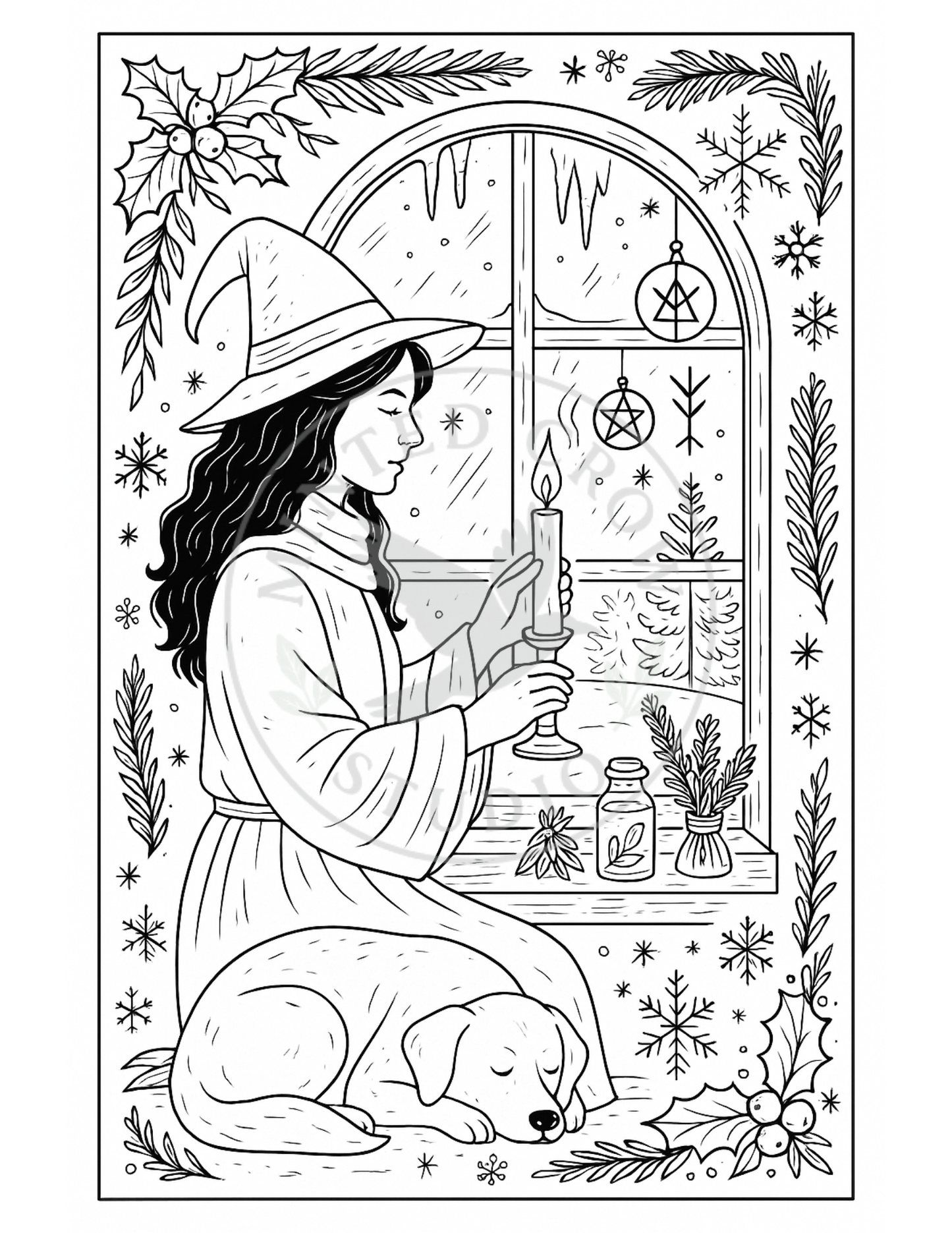Solstice Vigil - Printable Coloring Page
