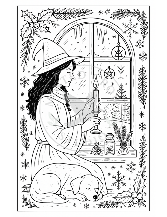 Solstice Vigil - Printable Coloring Page