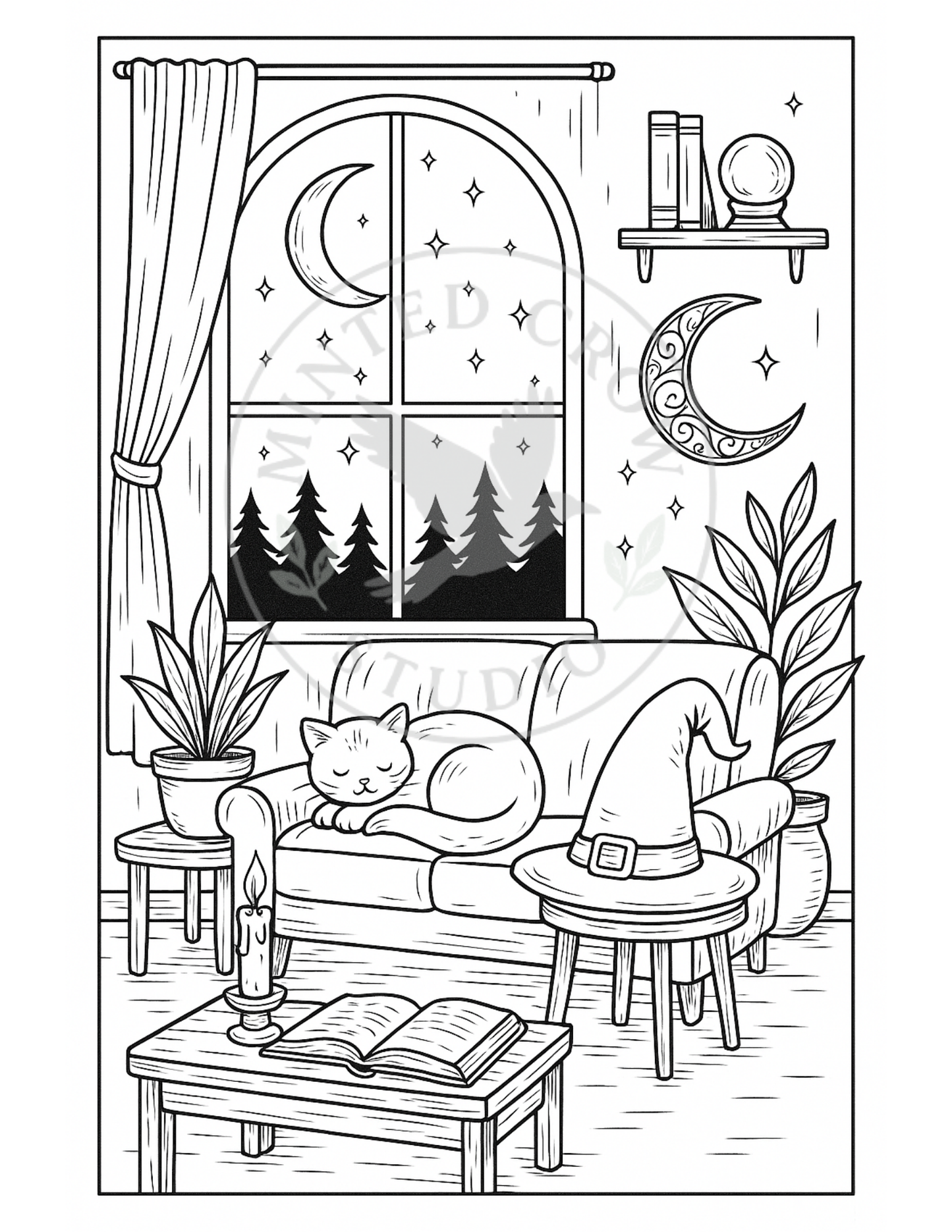 Stillness by Starlight - Printable Coloring Page