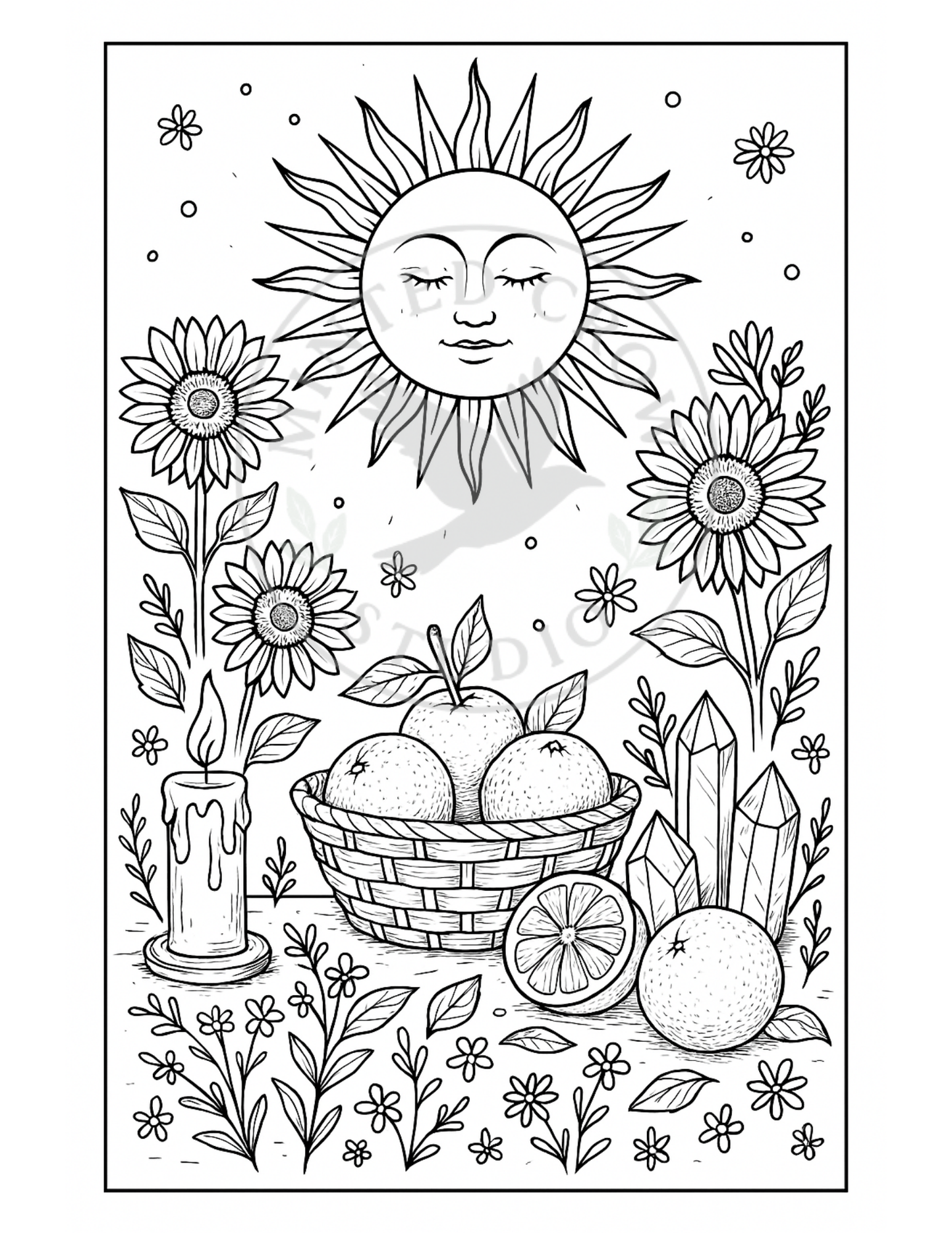 Sunlit Offering - Printable Coloring Page