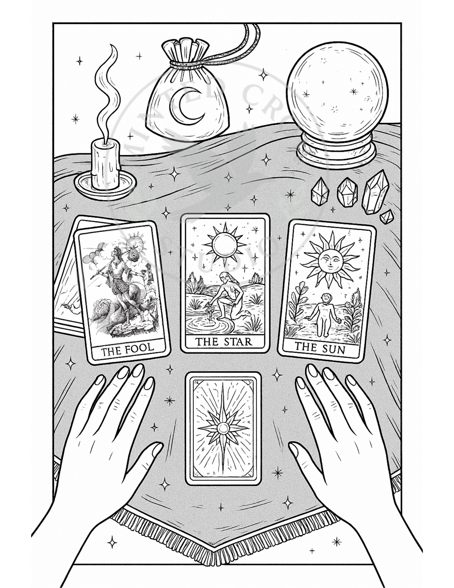 Three Cards Down  - Printable Coloring Page