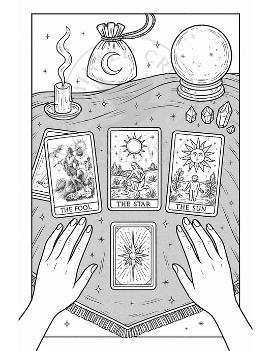 Three Cards Down  - Printable Coloring Page