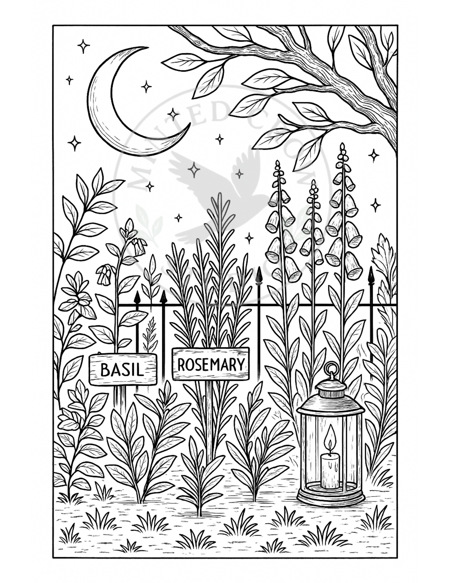 Twilight Garden  - Printable Coloring Page