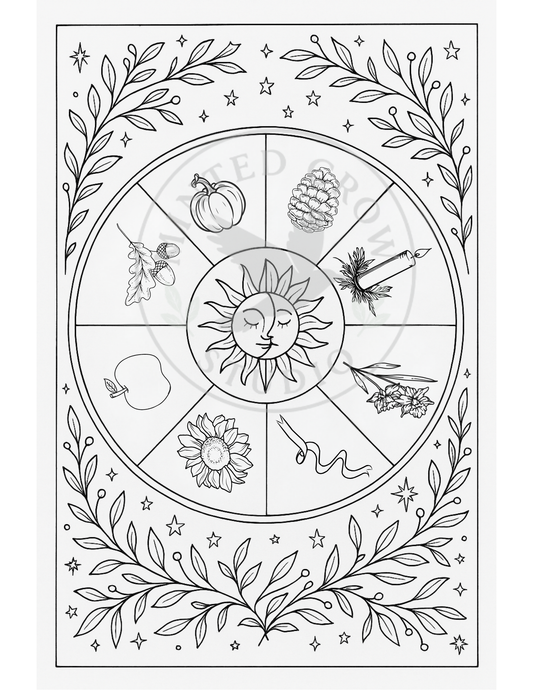 Wheel of the Year - Printable Coloring Page